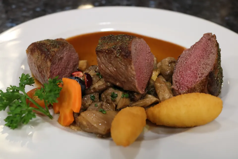 Venison with croquettes