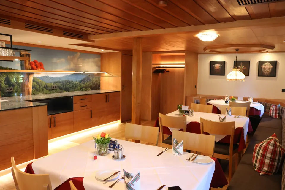 Dining room with valley mural