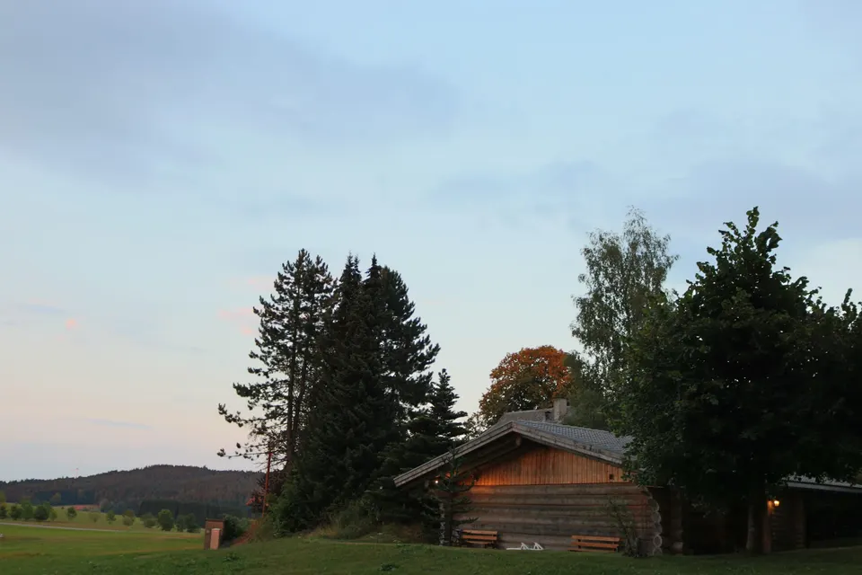 Sauna cabin at dusk